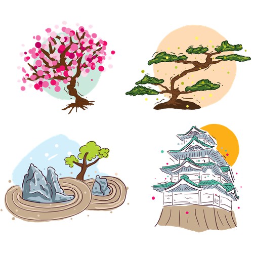 jappanese theme illustrations