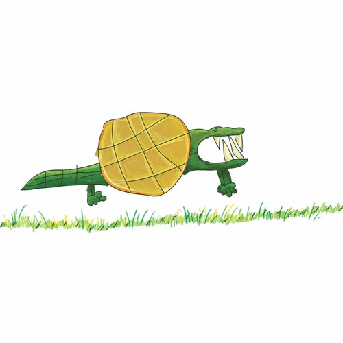 Lovable illustration of a "Crocodile Waffle" for a hilarious new children's book