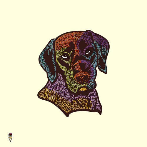 Cool colorful pop-art dog illustration