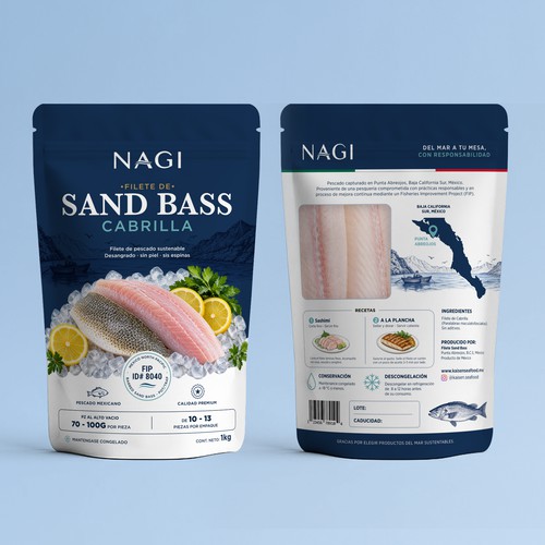 Packaging for Sand Bass Fish Fillets