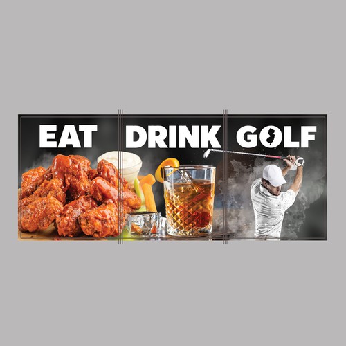 Design bold second-story window graphics for a premium golf & social club
