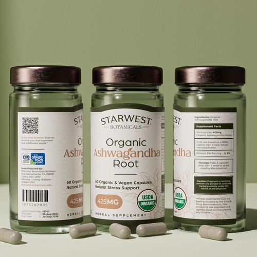 Organic Ashwagandha root capsules