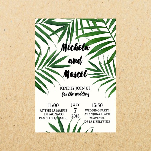 Wedding invitation for Michela and Marcel