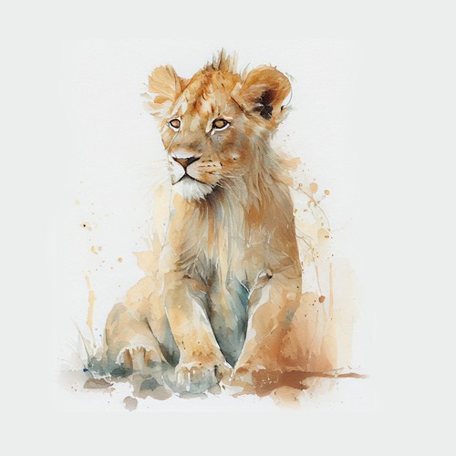 Watercolor Lion Illustration for Kids