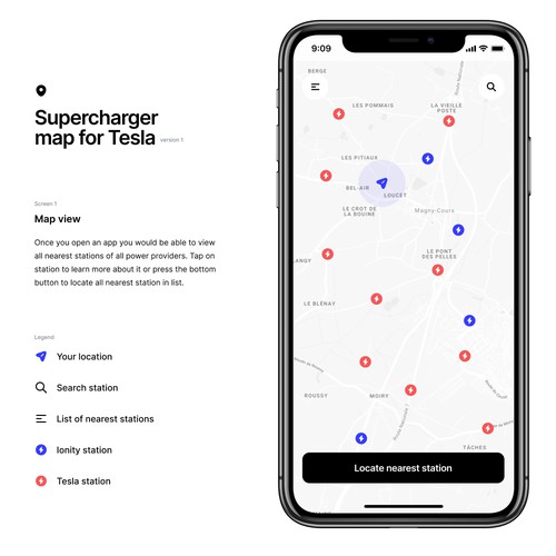Supercharger app for tesla cars
