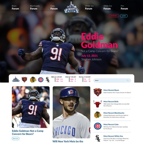 Chicago Sports Website Redesign *GREAT CASH PRIZE*