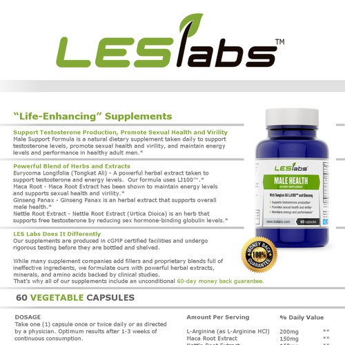 Create a fact sheet template for our nutritional supplements
