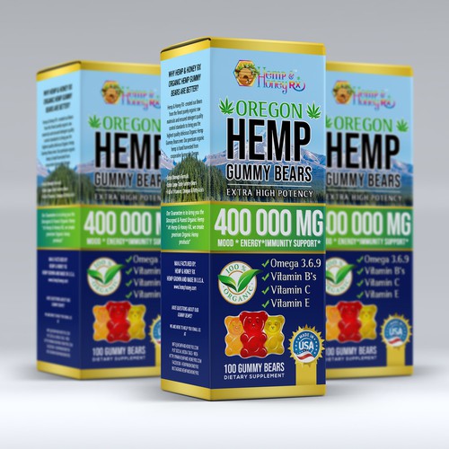 Box design for Hemp Gummy Bears.