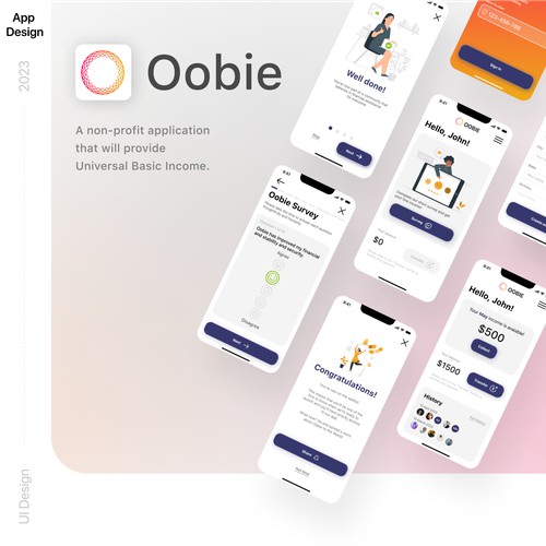 Clean and modern app design for Oobie