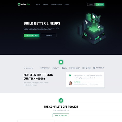Website Design for a Daily Fantasy Sports Tools