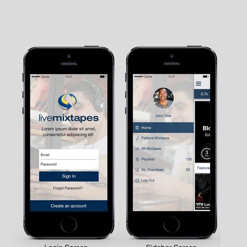 LiveMixtapes iOS App Design