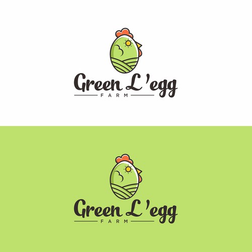 Create a fun-elegant logo for GREEN L'EGG FARM