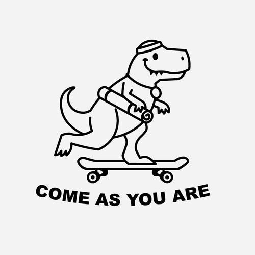 Cute T-rex on the skateboard