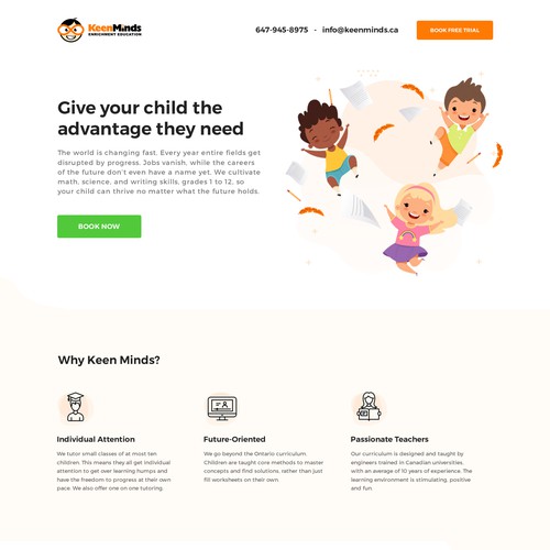 Education Landing Page to Convert Parents!