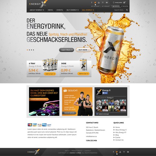 Design a stylish shop & website for an ENERGY DRINK!