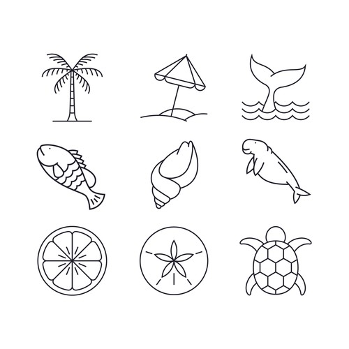 Beach icon set