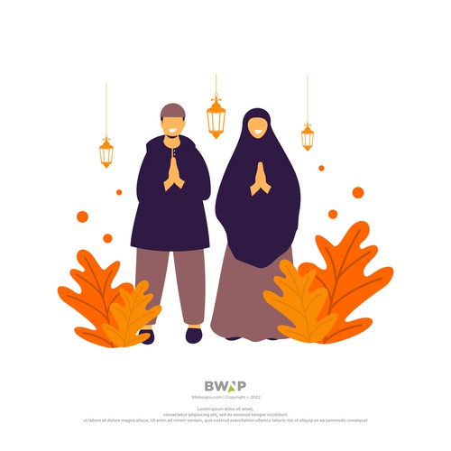 Muslim couple wishing you a happy Eid 