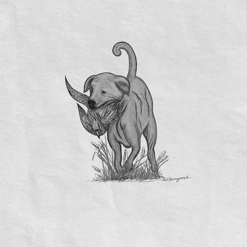 Hunting dog drawing.