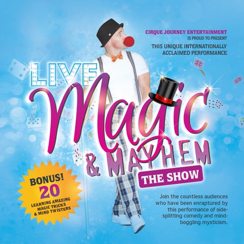 cd label and box package design for magician performer