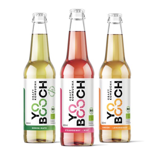 Label for organic Kombucha Brand "YO BOOCH". 