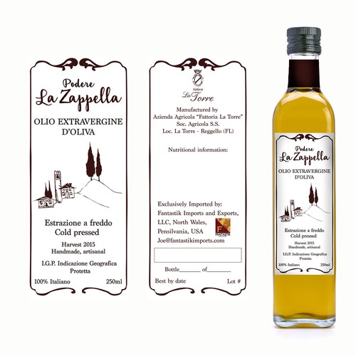 Rustic label for handmade olive oil