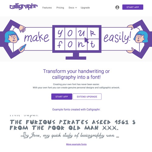 Banner for app that turns handwriting into font
