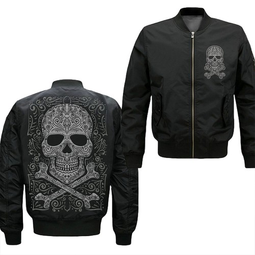 Design Skull or Sugar Skull Designs in Embroidery effect Full Front and rear of the jacket