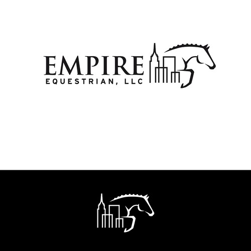 Equestrian logo with NYC skyline
