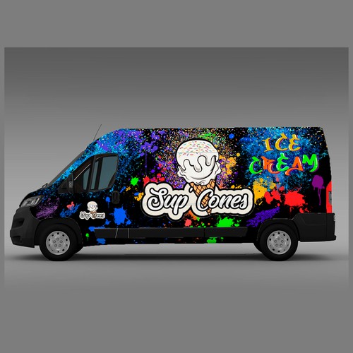 90's style Graffiti Ice Cream Van