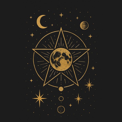 Celestial Moon and Star Mystical Design (Design Available For Sale)