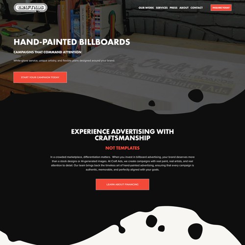 Hand-Painted Billboard Website Redesign