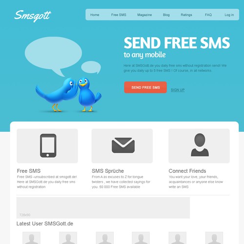 Create the next website design for SMSGott.de Redesign - the biggest German Free SMS site