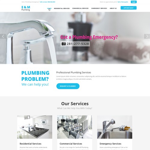Create a plumbing website with an updated logo