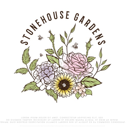 Bold Logo For "Stone House" Flower Garden