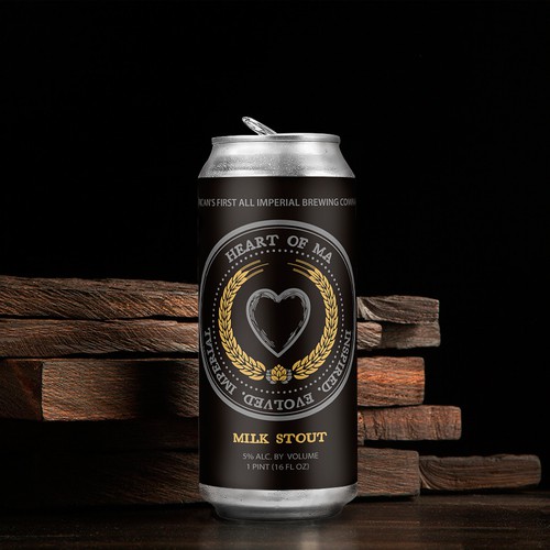 Heart of MA Stout 16oz Beer Can Label Design