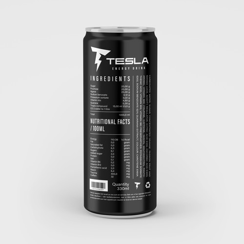 Tesla Energy Drink Label Design