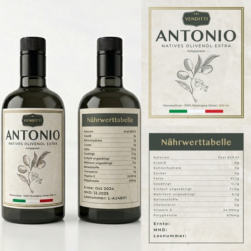 Venditti Antonio Olive Oil Label Design