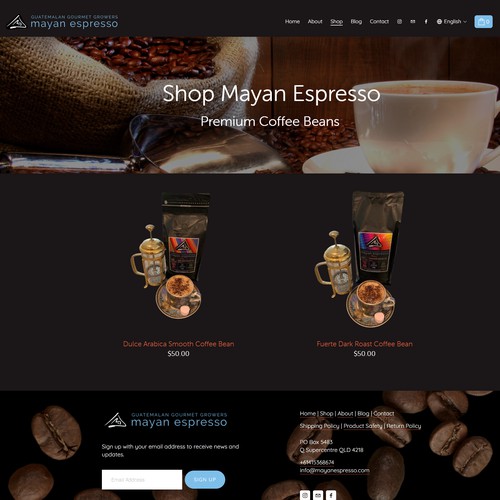 Mayan Espresso E-commerce Design