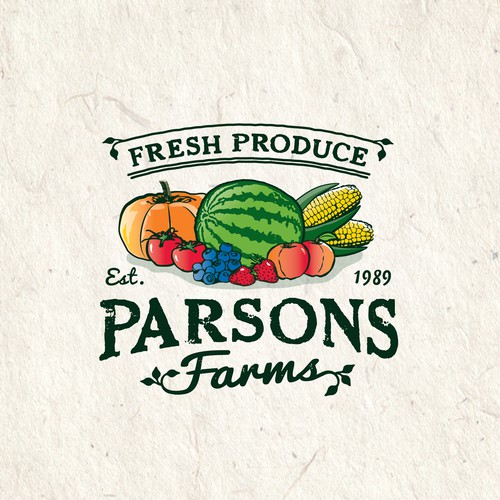 Vintage styled logo for Parsons Farms Produce