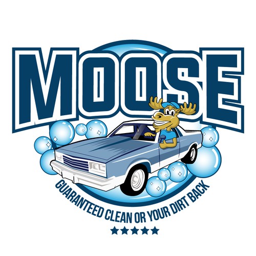 Moose Illustration logo style for Cleaning Car Company