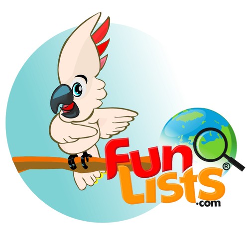 Create a cute, playful, very smart Cockatoo mascot for FunLists.com!