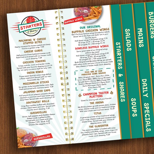 Fun Menu for Sports Bar & Grill