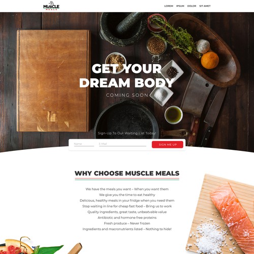 Landing Page Design for Muscle Meals