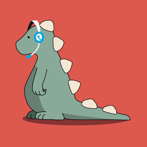 Character design: dinosaur with headphones 