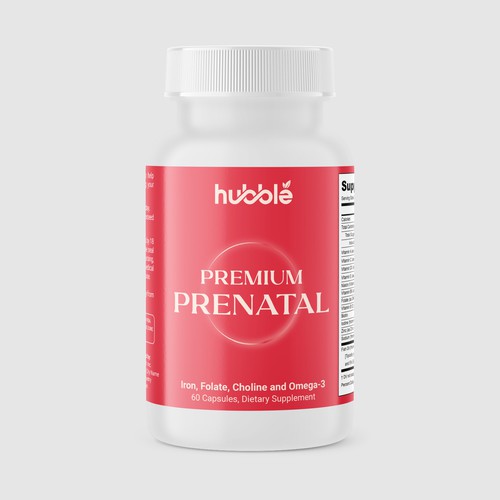 Minimalist label for a prenatal supplement-