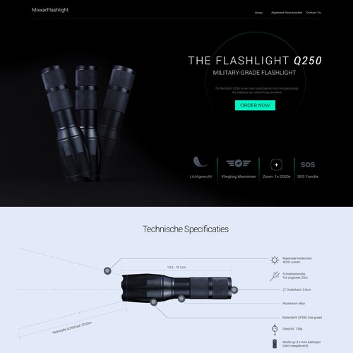 Landing page for Military Grade Flashlight