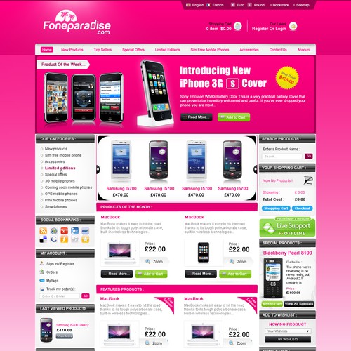 Design of a web page/Home page for Foneparadise.com