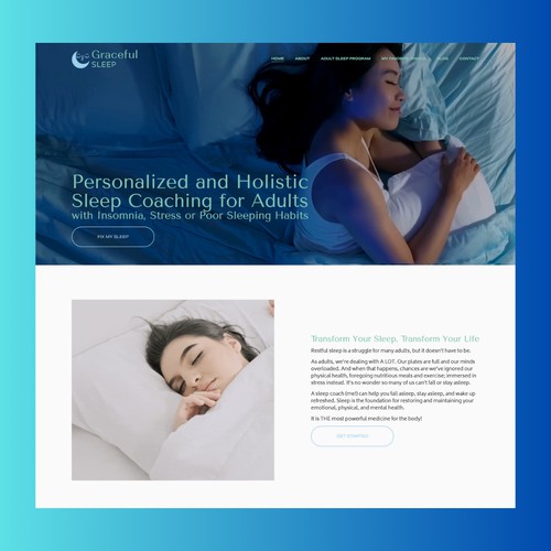 Website Design for Graceful Sleep, Sleep Coaching