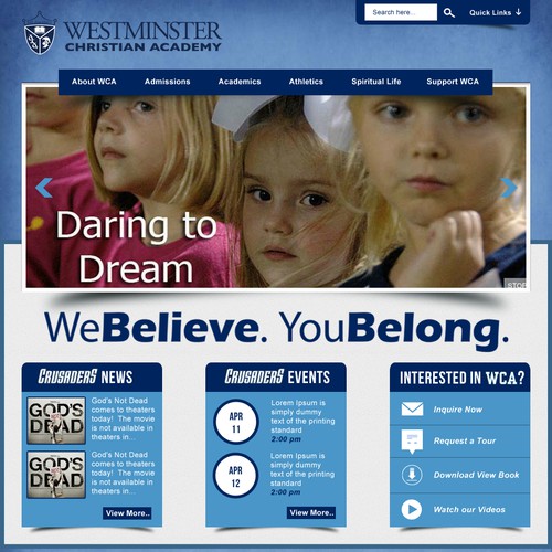 BOLD new landing page for a Christian Academy