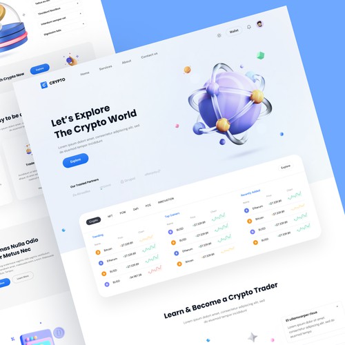 Cryptocurrency landing page design